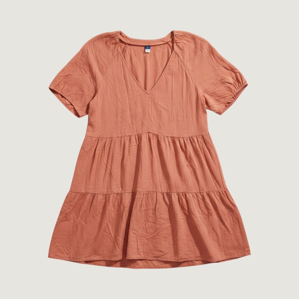 Old Navy Dress Women XL Burnt Coral Tiered Boho Peasant Cottagecore NEW